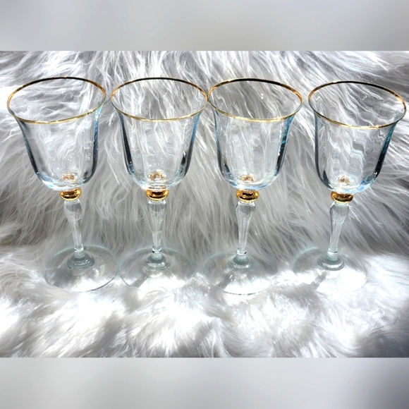 Pasabahce Turkey Gold Rimmed Wine Glasses Set of 4, 8 inch, Clear/Gold - Picture 6 of 8